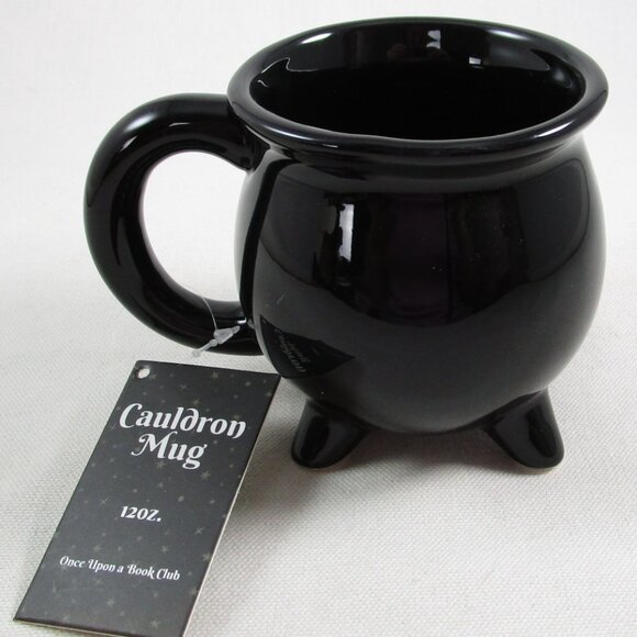 NIB Solid Black Ceramic Cauldron Mug Halloween, 12 oz., Once Upon A Book Club - Picture 3 of 4